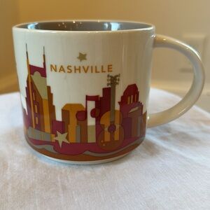 STARBUCKS Nashville You Are Here Coffee Mug Red Brown Orange Tennessee Ceramic
